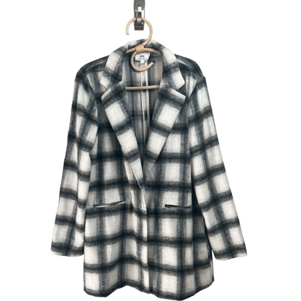 Boutique LA Checkered Black White Long Blazer Jacket Size Large Super Soft ! BTC - Picture 4 of 12